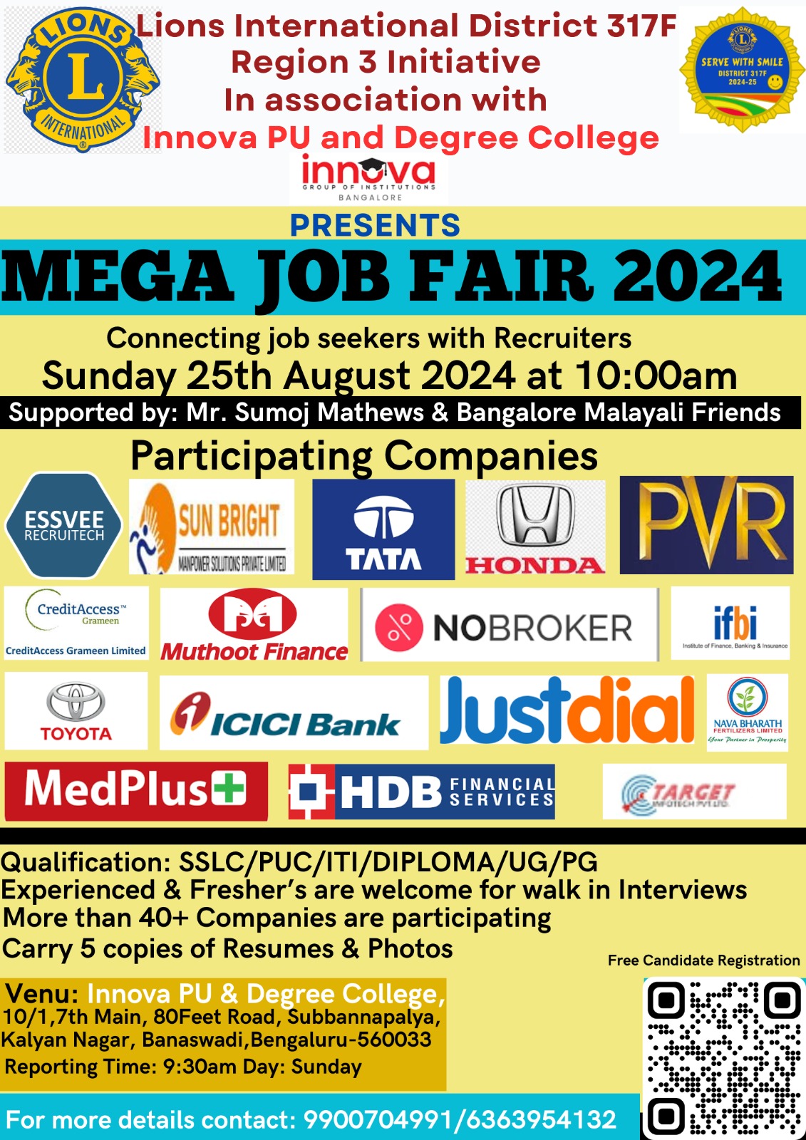 Mega Job Fair 2024 Bengaluru Kalyan Nagar Banaswadi